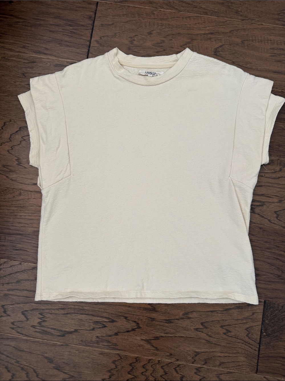 ba&sh Pio Short Sleeve Boxy Tee Knit T-Shirt Ivory Cream Size Medium M - Picture 2 of 9